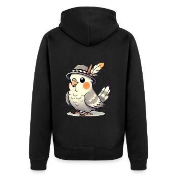 Süßer Nymphensittich mit bayerischer Mütze - Unisex Premium Bio Zip Hoodie - Schwarz - Hinten - Nico (187cm)