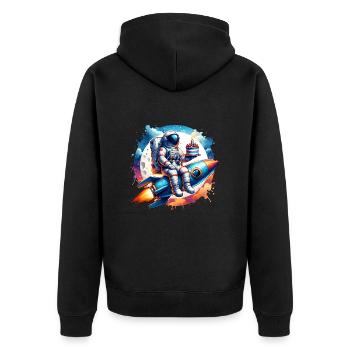 Astronaute fusée anniversaire - Veste à capuche bio Premium Unisexe - noir - Dos - Nico (187cm)