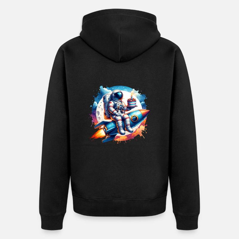 Astronaute fusée anniversaire - Veste à capuche bio Premium Unisexe - noir
