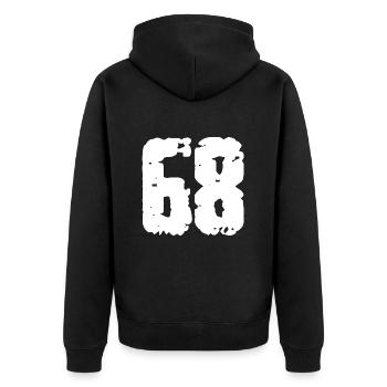 68 Nombre Vintage - Veste à capuche bio Premium Unisexe - noir - Dos - Nico (187cm)