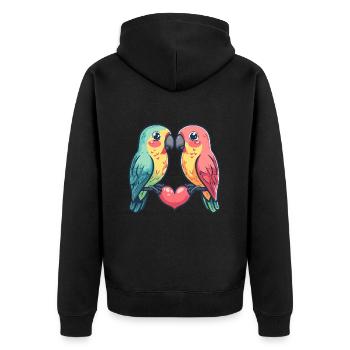 Papagai Couple Love Saint-Valentin - Veste à capuche bio Premium Unisexe - noir - Dos - Nico (187cm)