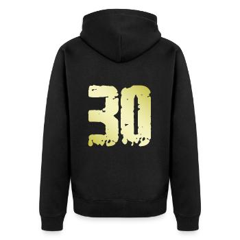 30 Nombre Vintage - Veste à capuche bio Premium Unisexe - noir - Dos - Nico (187cm)