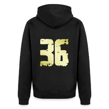 36 Number Vintage - Unisex Premium Organic Zip Hoodie - black - Back - Nico (187cm)