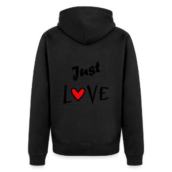 EINFACH LIEBEN. GERADE VERHEIRATET. ES LEBE DIE MARYS. JUNGGESELLINNENABSCHIED - Unisex Premium Bio Zip Hoodie - Schwarz - Hinten - Nico (187cm)