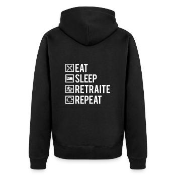 Eat Sleep Retraite Repeat Retraité Humour - Veste à capuche bio Premium Unisexe - noir - Dos - Nico (187cm)