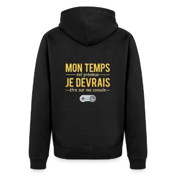 Mon Temps Est Précieux Jeux Vidéos Gamer Humour - Veste à capuche bio Premium Unisexe - noir - Dos - Nico (187cm)