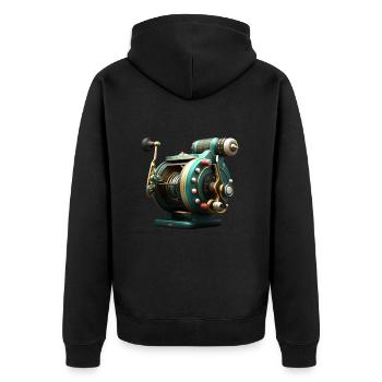 Fishing Reel Fishing Reel Natural Fish - Unisex Premium Organic Zip Hoodie - black - Back - Nico (187cm)