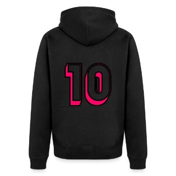 10. 10 JAHRE. 10-JÄHRIGES JUBILÄUM. GEBURTSTAG 10 JAHRE. - Unisex Premium Bio Zip Hoodie - Schwarz - Hinten - Nico (187cm)