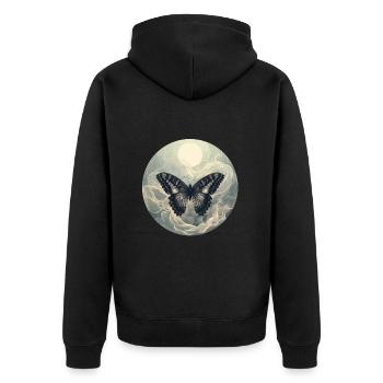Butterfly Tone - Unisex Premium Organic Zip Hoodie - black - Back - Nico (187cm)