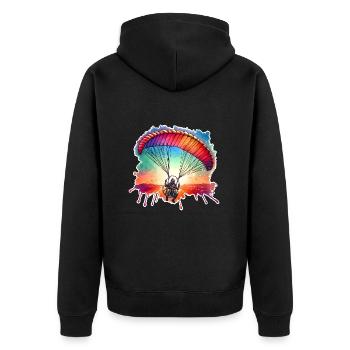 Motorschirm Paramotor - Unisex Premium Organic Zip Hoodie - black - Back - Nico (187cm)