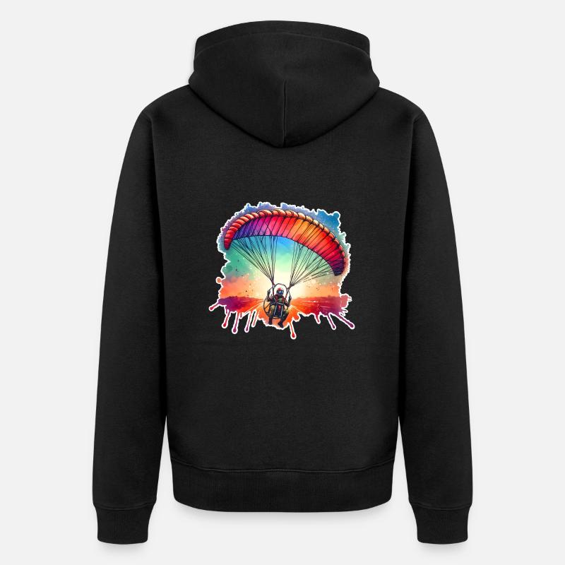 Motorschirm Paramotor - Unisex Premium Bio Zip Hoodie - Schwarz