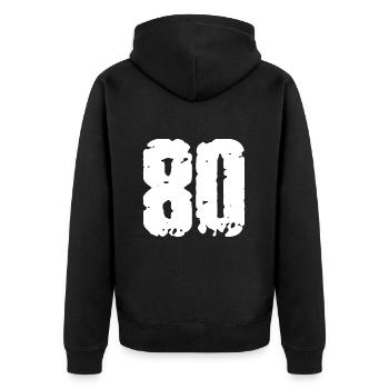 80 Number Vintage - Unisex Premium Organic Zip Hoodie - black - Back - Nico (187cm)