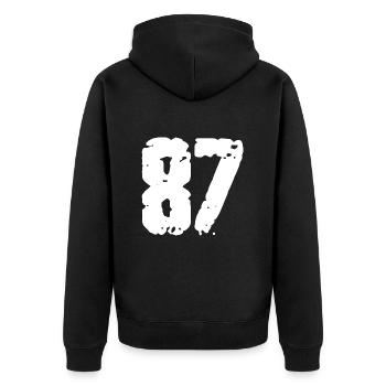 87 Number Vintage - Unisex Premium Organic Zip Hoodie - black - Back - Nico (187cm)