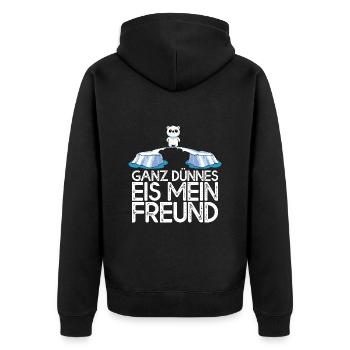 Ganz dünnes Eis mein Freund Eisbär Eisscholle - Unisex Premium Bio Zip Hoodie - Schwarz - Hinten - Nico (187cm)