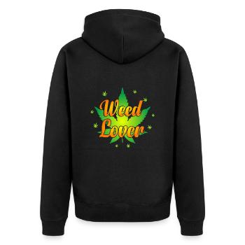 Weed Lover - Cannabis Lover - Marihuana Lover - Unisex Premium Bio Zip Hoodie - Schwarz - Hinten - Nico (187cm)