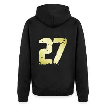 27 Zahl Vintage - Unisex Premium Bio Zip Hoodie - Schwarz - Hinten - Nico (187cm)
