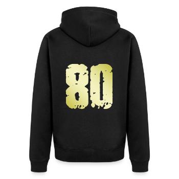 80 Number Vintage - Unisex Premium Organic Zip Hoodie - black - Back - Nico (187cm)