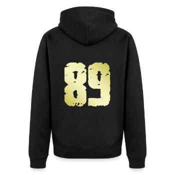 89 Number Vintage - Unisex Premium Organic Zip Hoodie - black - Back - Nico (187cm)
