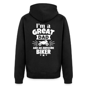 I'm a great dad and a real biker - Unisex Premium Organic Zip Hoodie - black - Back - Nico (187cm)