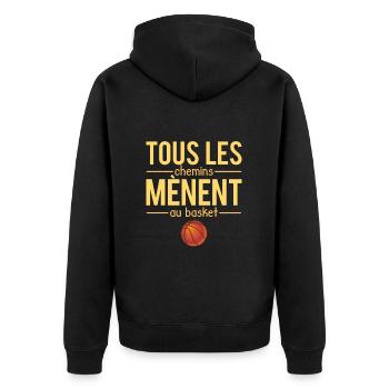 Tous les chemins mènent au basket sport humour - Veste à capuche bio Premium Unisexe - noir - Dos - Nico (187cm)