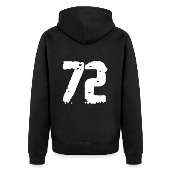 72 Zahl Vintage - Unisex Premium Bio Zip Hoodie - Schwarz - Hinten - Nico (187cm)