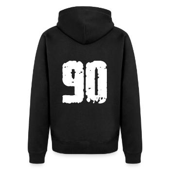 90 Number Vintage - Unisex Premium Organic Zip Hoodie - black - Back - Nico (187cm)