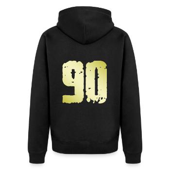 90 Number Vintage - Unisex Premium Organic Zip Hoodie - black - Back - Nico (187cm)