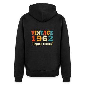 Jahrgang 1962 geboren Vintage Geburtstag Retro - Unisex Premium Bio Zip Hoodie - Schwarz - Hinten - Nico (187cm)