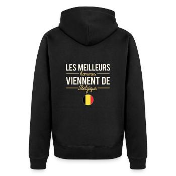 Les Meilleurs Hommes Viennent De Belgique Belge - Veste à capuche bio Premium Unisexe - noir - Dos - Nico (187cm)