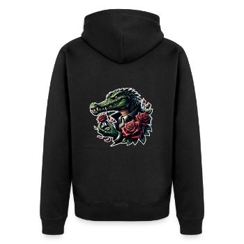 Crocodile - Unisex Premium Organic Zip Hoodie - black - Back - Nico (187cm)