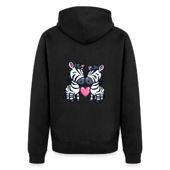 Zebra Paar Liebe Valentinstag - Unisex Premium Bio Zip Hoodie - Schwarz - Hinten - Nico (187cm)