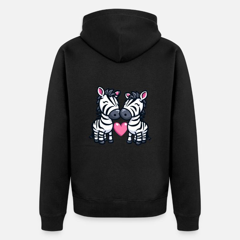 Couple de zèbres Amour Saint-Valentin - Veste à capuche bio Premium Unisexe - noir