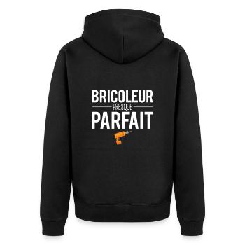 Bricoleur presque parfait cadeau papa bricoleur - Veste à capuche bio Premium Unisexe - noir - Dos - Nico (187cm)