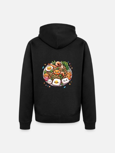 Pad Thai Kawaii Food - Unisex Premium Organic Zip Hoodie - black