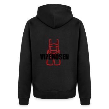 Vizehosen - Deutscher Meister 2024 - Unisex Premium Bio Zip Hoodie - Schwarz - Hinten - Nico (187cm)