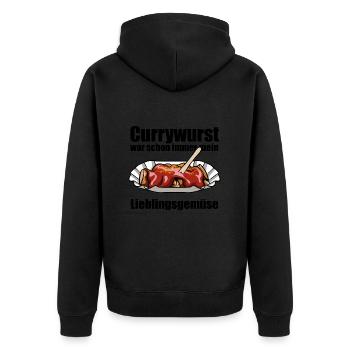 Currywurst - Mein Lieblingsgemüse - Fast Food - Unisex Premium Bio Zip Hoodie - Schwarz - Hinten - Nico (187cm)