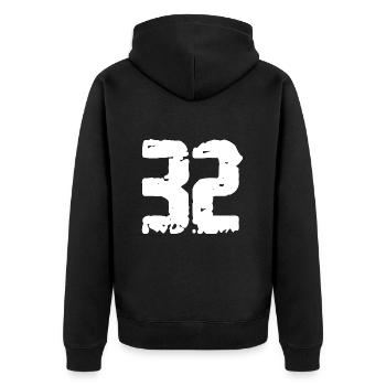 32 Number Vintage - Unisex Premium Organic Zip Hoodie - black - Back - Nico (187cm)