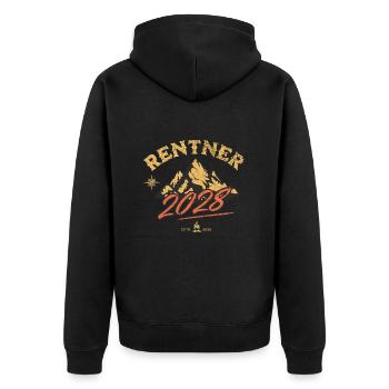 Rentner 2028 - Unisex Premium Bio Zip Hoodie - Schwarz - Hinten - Nico (187cm)