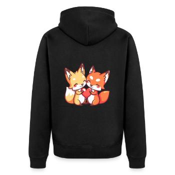 Fuchs Paar Liebe Valentinstag - Unisex Premium Bio Zip Hoodie - Schwarz - Hinten - Nico (187cm)