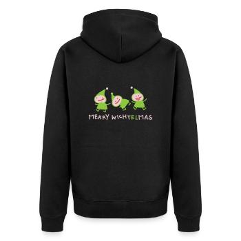 Elves Christmas (b) - Unisex Premium Organic Zip Hoodie - black - Back - Nico (187cm)