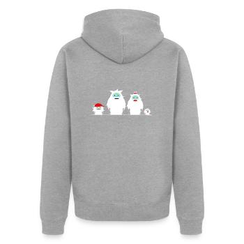 Yeti | Charaktere | Familie - Unisex Premium Bio Zip Hoodie - Grau meliert - Hinten - Nico (187cm)