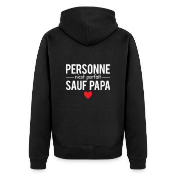 Personne n'est parfait sauf papa fête des pères - Veste à capuche bio Premium Unisexe - noir - Dos - Nico (187cm)
