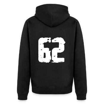 62 Number Vintage - Unisex Premium Organic Zip Hoodie - black - Back - Nico (187cm)