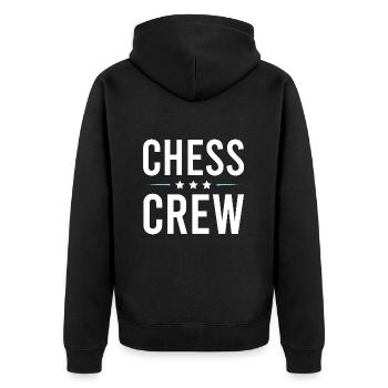 Chess Crew - Unisex Premium Bio Zip Hoodie - Schwarz - Hinten - Nico (187cm)