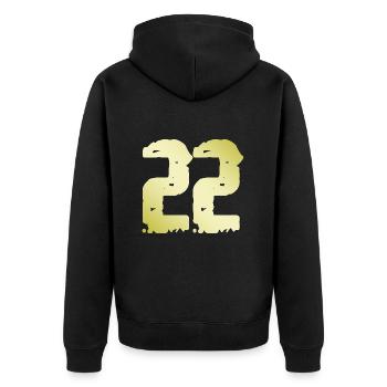 22 Nombre Vintage - Veste à capuche bio Premium Unisexe - noir - Dos - Nico (187cm)