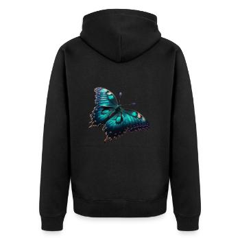 Papillon, chenille, insecte - Veste à capuche bio Premium Unisexe - noir - Dos - Nico (187cm)