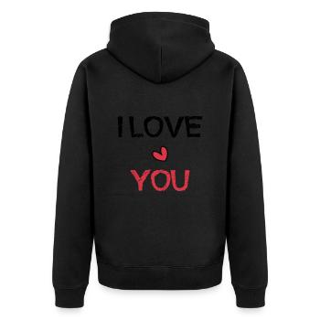 MAMA. MUTTERTAG. SCHÖNEN MUTTERTAG. ICH LIEBE DICH - Unisex Premium Bio Zip Hoodie - Schwarz - Hinten - Nico (187cm)