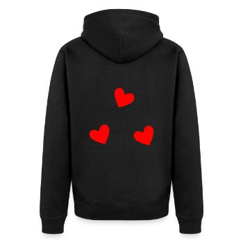 MUTTERTAG. SCHÖNEN MUTTERTAG. MAMA. ICH LIEBE DICH - Unisex Premium Bio Zip Hoodie - Schwarz - Hinten - Nico (187cm)