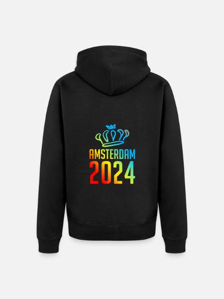 Amsterdam 2024 Bunt - Unisex Premium Bio Zip Hoodie - Schwarz