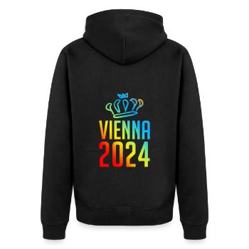 Vienna 2024 Vienna Colorful - Unisex Premium Organic Zip Hoodie - black - Back - Nico (187cm)